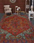 Fine VTG Cantara Red/Navy Rug, 7'3" x 10'11"