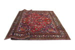 Fine VTG Husnain Red/Navy Rug, 7'11" x 10'7"