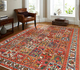 Fine VTG Khadijah Red/Ivory Rug, 7'1" x 9'8"