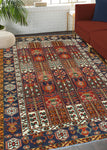 Fine VTG Karin Red/Navy Rug, 6'6" x 9'9"