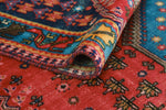 Vintage Saif Red/Blue-Grey Runner, 4'11" x 10'1"