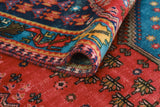 Vintage Saif Red/Blue-Grey Runner, 4'11" x 10'1"