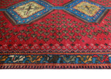 Vintage Saif Red/Blue-Grey Runner, 4'11" x 10'1"