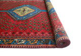 Vintage Saif Red/Blue-Grey Runner, 4'11" x 10'1"