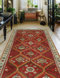 Vintage Doreida Red/Ivory Runner, 4'10" x 9'2"