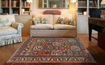 Fine VTG Lucinda Eggplant/Orange Rug, 5'2" x 6'6"