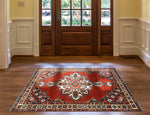 Fine VTG Zacharia Red/Ivory Rug, 4'9" x 6'7"