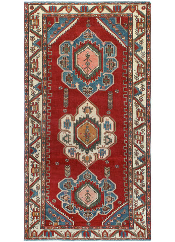 Vintage Kedar Red/Ivory Runner, 5'1" x 9'7"