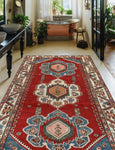 Vintage Kedar Red/Ivory Runner, 5'1" x 9'7"