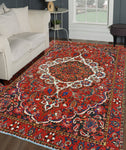 Fine VTG Soroush Red/Ivory Rug, 6'10" x 10'9"