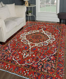 Fine VTG Soroush Red/Ivory Rug, 6'10" x 10'9"