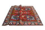 Vintage Kip Red/Navy Rug, 6'4" x 9'0"