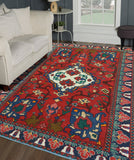 Vintage Kip Red/Navy Rug, 6'4" x 9'0"