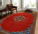 Vintage Talmadge Red/Ivory Rug, 6'6" x 10'0"