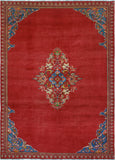 Fine VTG Kara Red/Lt. Blue Rug, 6'10" x 9'11"