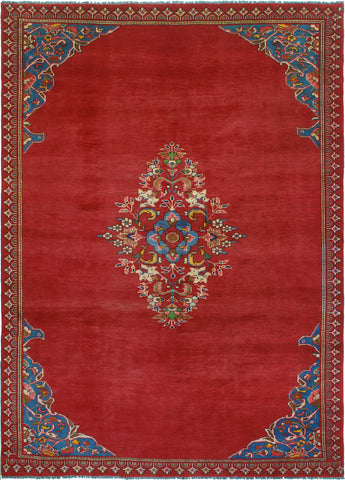 Fine VTG Kara Red/Lt. Blue Rug, 6'10" x 9'11"