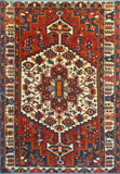 Fine VTG Yasamen Red/Ivory Rug, 6'8" x 9'11"