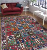 Fine VTG Mouad Blue/Red Rug, 7'0" x 9'10"