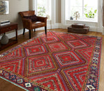 Fine VTG Kashan Red/Navy Rug, 6'11" x 10'0"