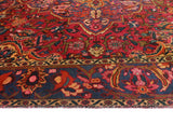 Fine VTG Usmaan Red/Navy Rug, 6'5" x 10'2"