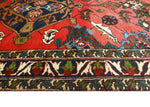 Fine VTG Florine Red/Navy Rug, 5'1" x 10'6"