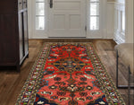 Fine VTG Florine Red/Navy Rug, 5'1" x 10'6"