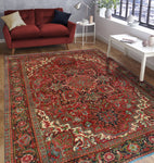 Fine VTG Kashif Red/Charcoal Rug, 7'1" x 9'3"