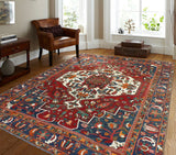 Fine VTG Aethelma Red/Blue Rug, 6'11" x 9'8"