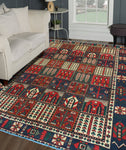 Fine VTG Majnoon Red/Navy Rug, 6'9" x 9'4"