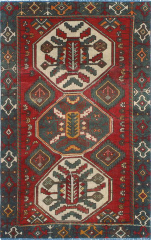 Vintage Princeto Red/Green Rug, 3'11" x 6'1"