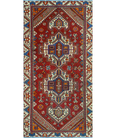 Fine VTG Hadi Red/Ivory Rug, 4'8" x 9'11"