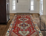 Fine VTG Hadi Red/Ivory Rug, 4'8" x 9'11"