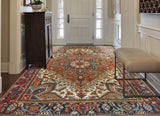 Fine VTG Roksana Rust/Navy Rug, 6'9" x 7'10"