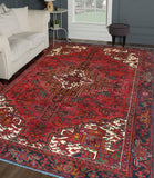 Fine VTG Shukura Red/Charcoal Rug, 7'11" x 10'6"