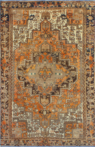 Fine VTG Larissa Orange/Brown Rug, 6'4" x 9'8"