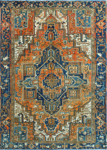 Fine VTG Nikolas Orange/Blue Rug, 7'7" x 10'6"