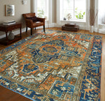 Fine VTG Nikolas Orange/Blue Rug, 7'7" x 10'6"