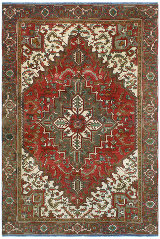 Fine VTG Qahhar Red/Ivory Rug, 6'4" x 9'4"