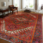 Fine VTG Lautaro Red/Charcoal Rug, 9'8" x 12'9"