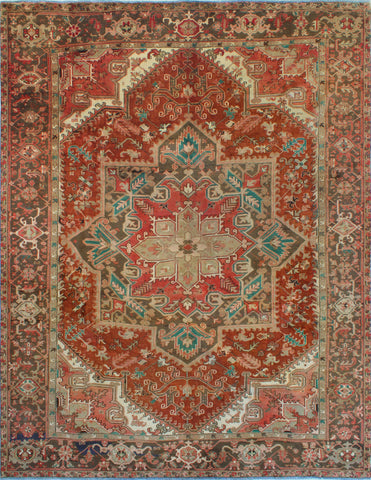 Fine VTG Raafi Red/Brown Rug, 9'8" x 12'6"