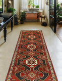 Fine VTG Ofelia Charcoal/Red Runner, 3'6" x 11'1"