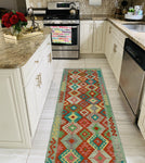 Sangat Saxon Red/Green Runner, 2'6" x 9'7"