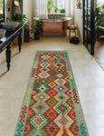 Sangat Saxon Red/Green Runner, 2'6" x 9'7"