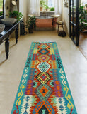 Sangat Useni Turquoise/Rust Runner, 2'6" x 9'3"