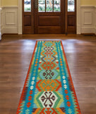 Sangat Minnie Turquoise/Red Runner, 2'8" x 9'8"