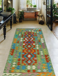 Sangat Dabir Green/Rust Runner, 2'8" x 6'1"