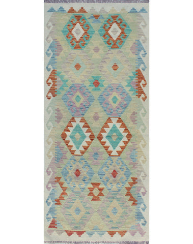 Sangat Samila Lt. Green/Rust Runner, 2'8" x 6'7"