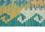 Sangat Roosevelt Green/Blue Runner, 2'5" x 6'6"