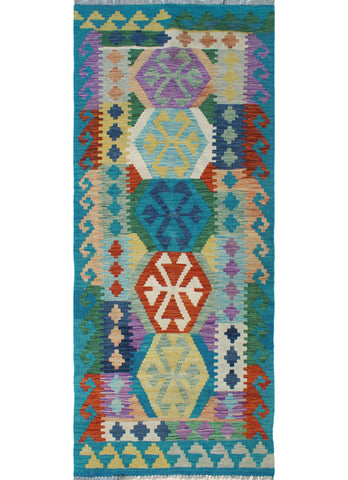 Sangat Nathifa Blue/Red Runner, 2'6" x 6'4"