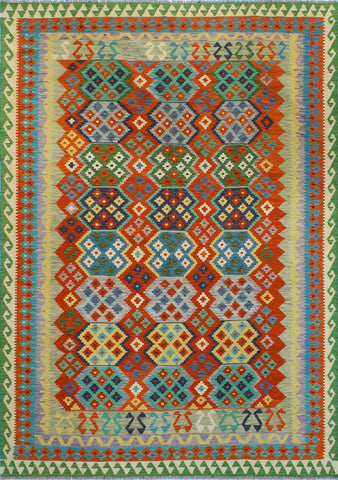 Sangat Rylee Red/Blue Rug, 6'10" x 9'10"